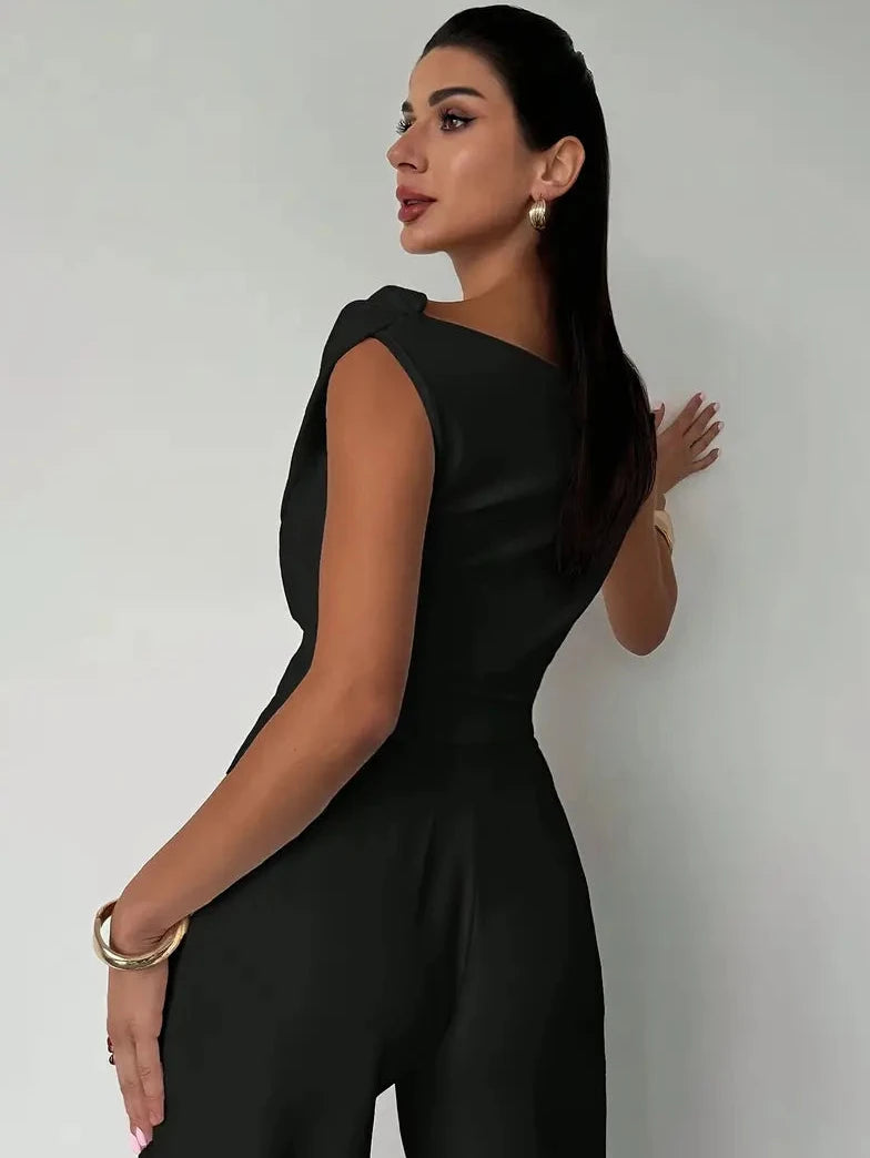 Womens Going Out Top with Off Shoulder Draped Neckline in Polyester