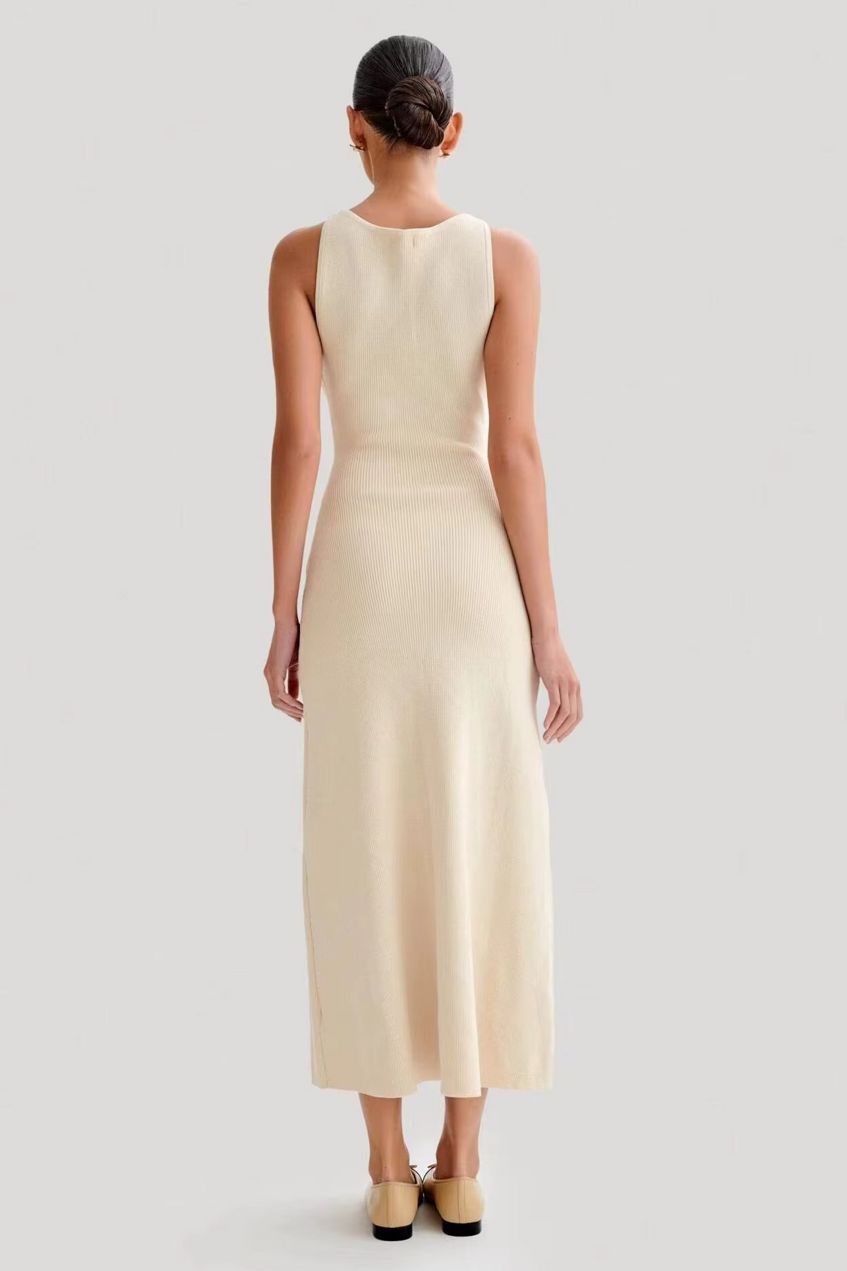 Women's Button-Front Rib-Knit Midi Dress