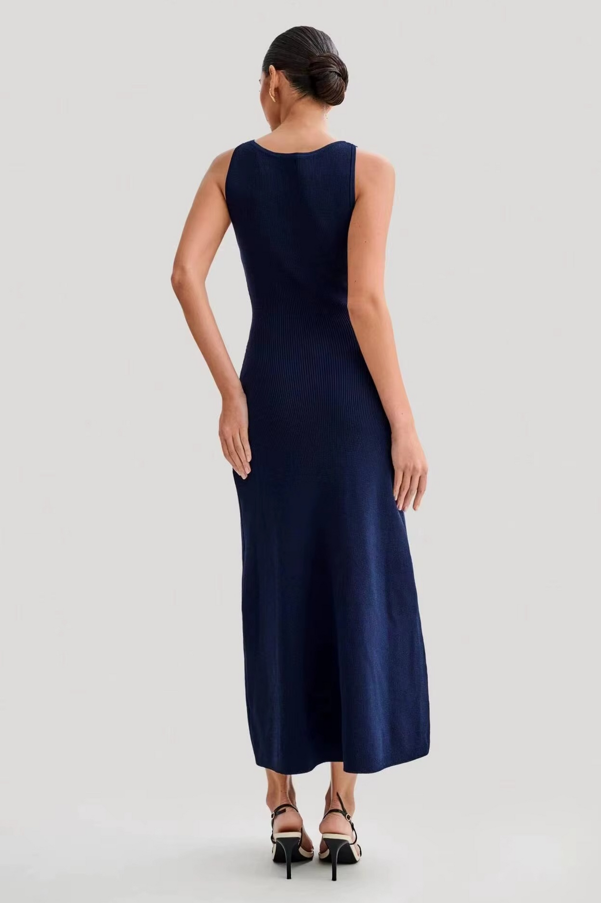 Women's Button-Front Rib-Knit Midi Dress