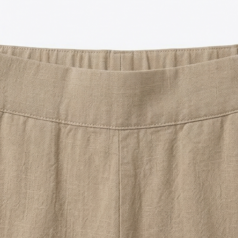 Womens Linen Trousers with Wide Leg, Cropped Length and Pockets