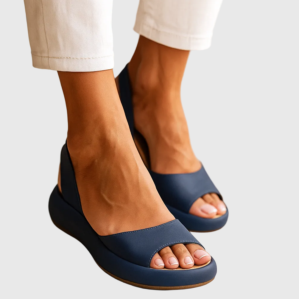 Womens Slide Sandals with Open Toe and Elastic Slingback Strap
