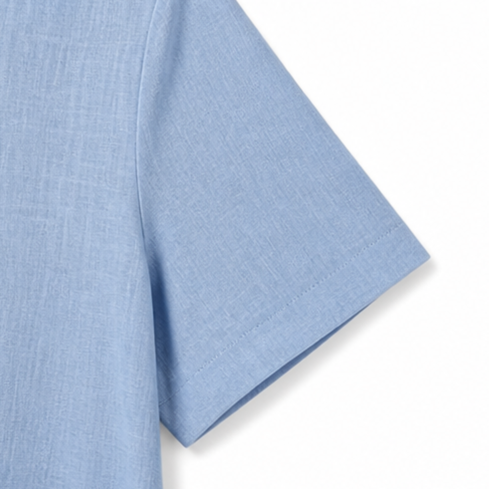 Women's Linen Midi Dress with Asymmetric Button Placket and Pockets