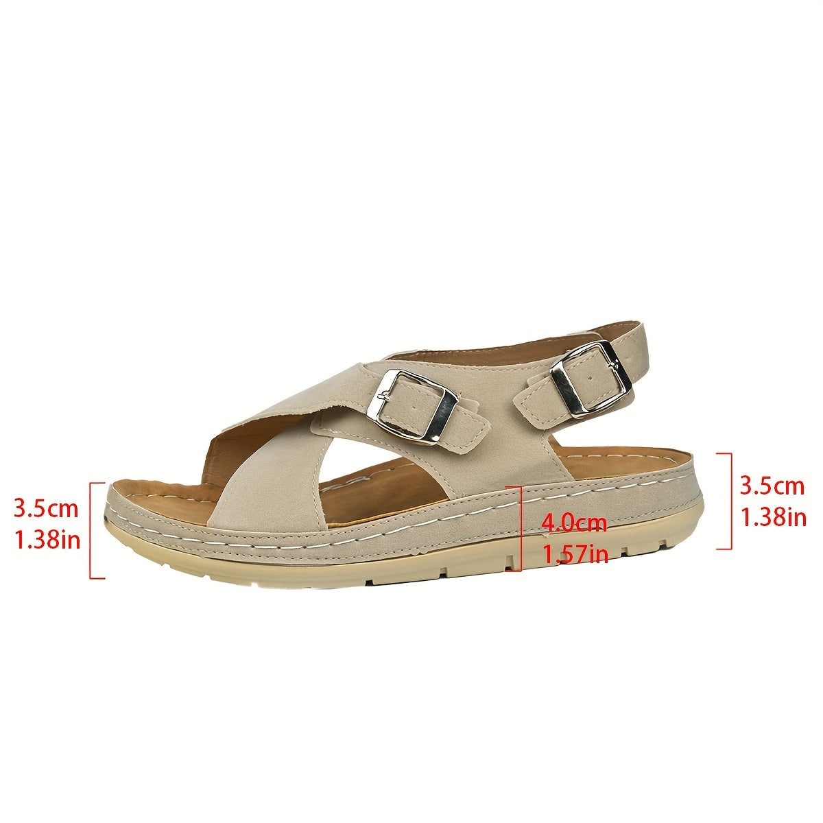 Criss Cross Sandals for Women with Suede Look and Adjustable Buckles