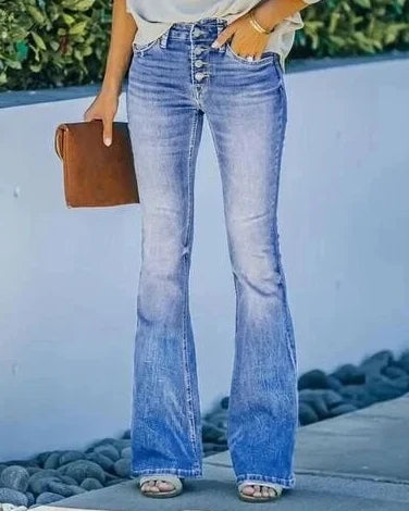 Flare Jeans for Women with High Waist in Light Blue Denim