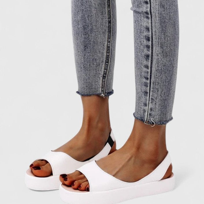 Womens Platform Sandals with Peep Toe and Elasticated Slingback Strap