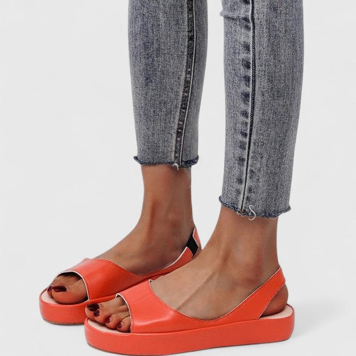 Womens Platform Sandals with Peep Toe and Elasticated Slingback Strap