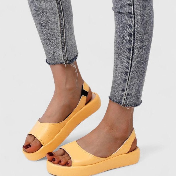 Womens Platform Sandals with Peep Toe and Elasticated Slingback Strap