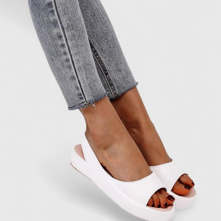 Womens Platform Sandals with Peep Toe and Elasticated Slingback Strap