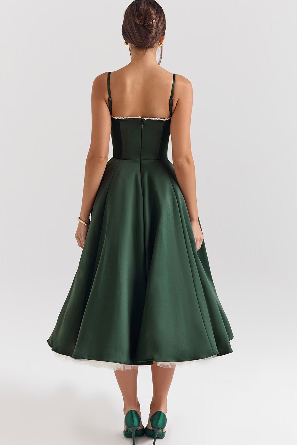 Midi Dress with Corset Bodice and Tulle Underskirt