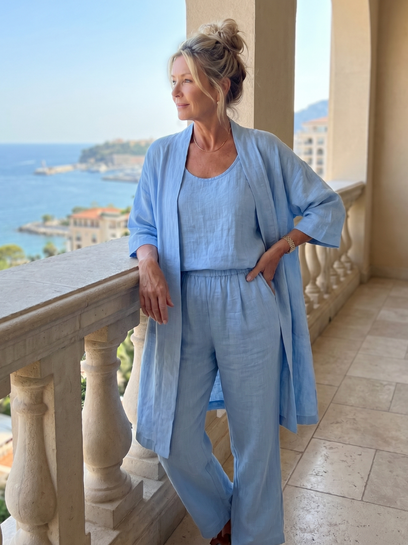 Matching Sets for Summer, Women's Three Piece Linen Look Lounge Set
