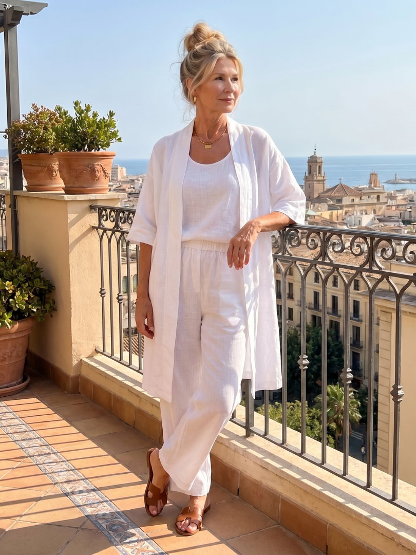 Matching Sets for Summer, Women's Three Piece Linen Look Lounge Set