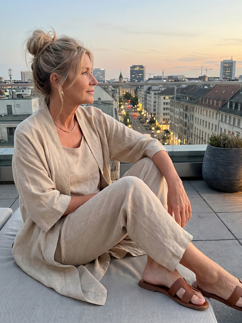Matching Sets for Summer, Women's Three Piece Linen Look Lounge Set