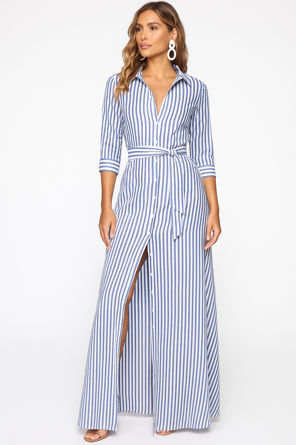 Women's Blouse Style Maxi Dress for Work - Image 3