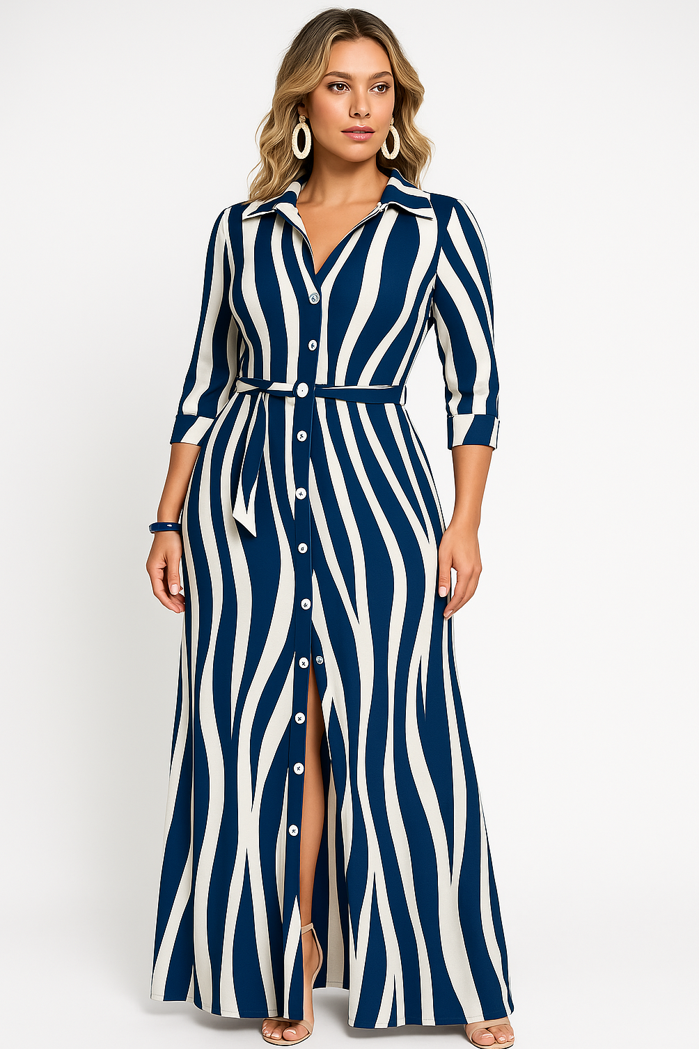 Women's Blouse Style Maxi Dress for Work - Image 4