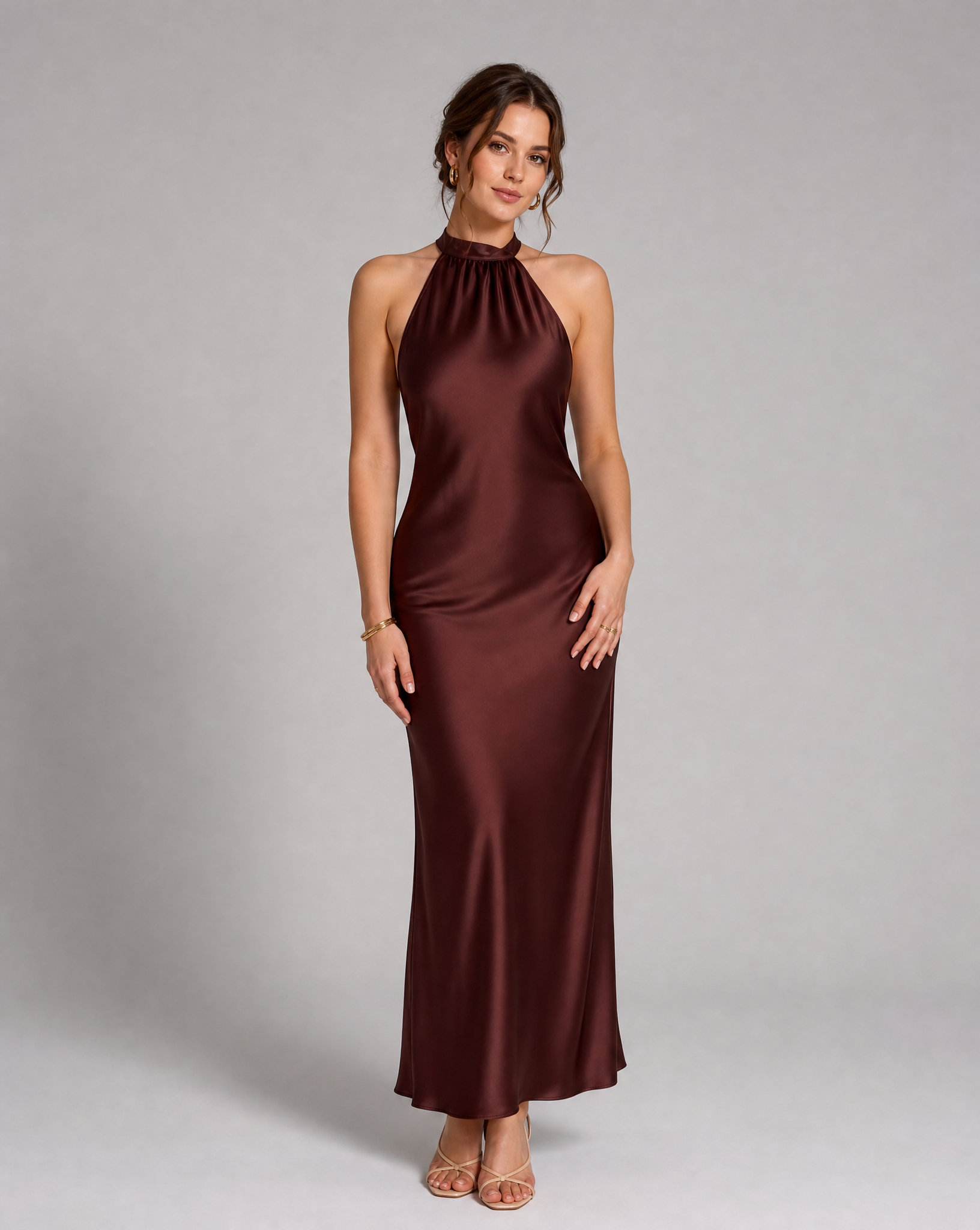 Women's Brown Maxi Dress for Evening Events – Maria Sydney