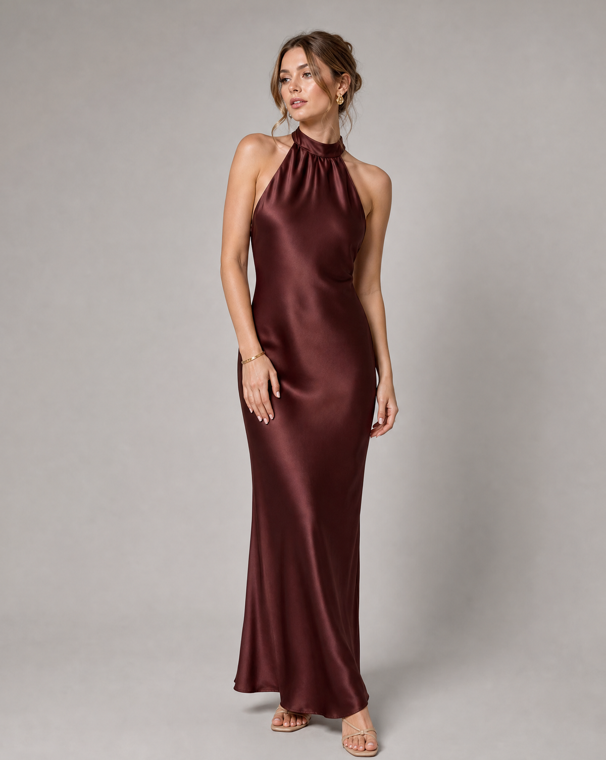 Women's Brown Maxi Dress for Evening Events - Image 2