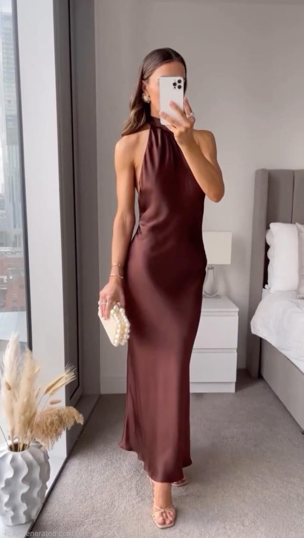 Women's Brown Maxi Dress for Evening Events - Image 5