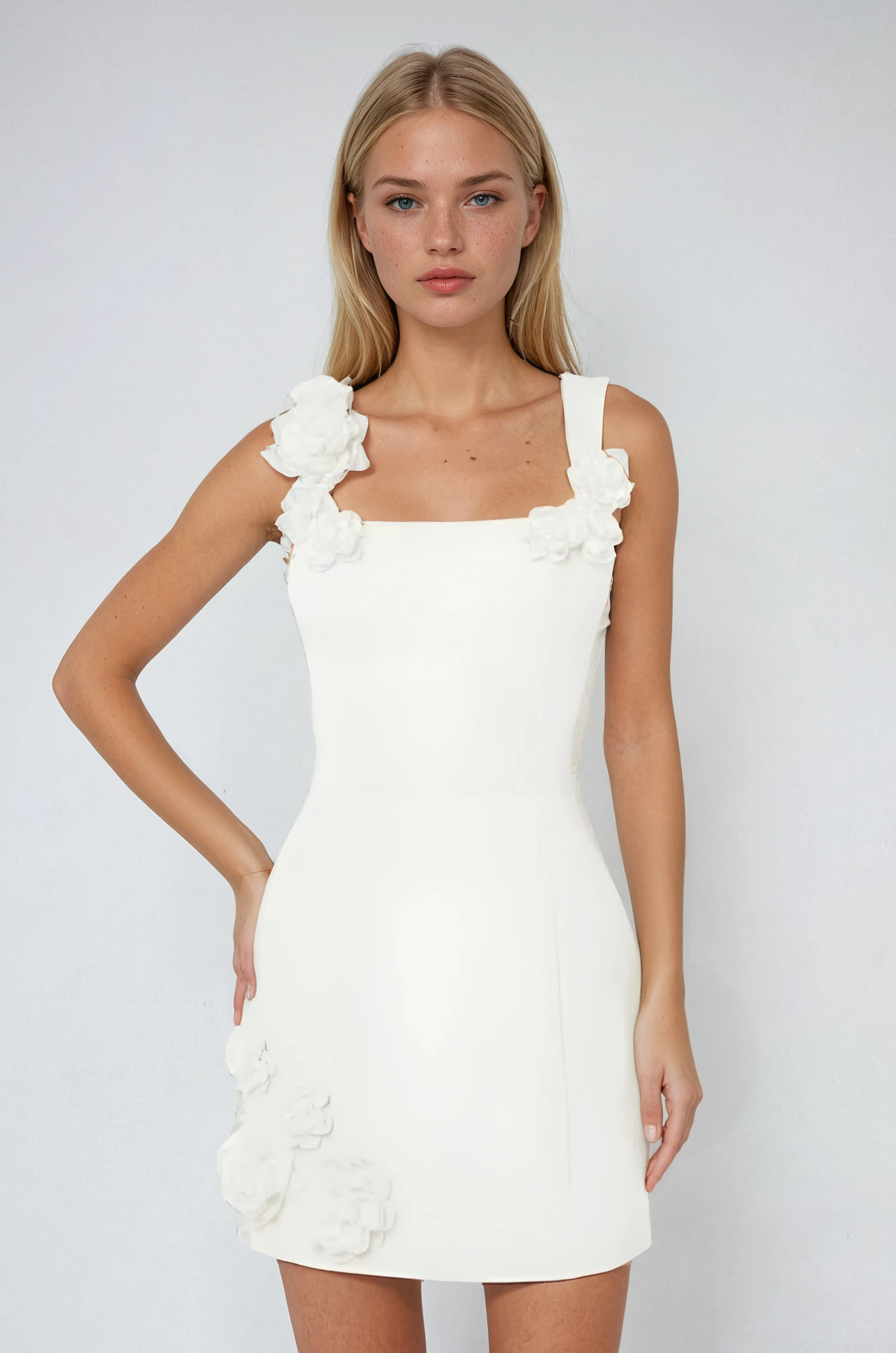 Women's Floral Applique Mini Dress for Cocktail Events - Image 5