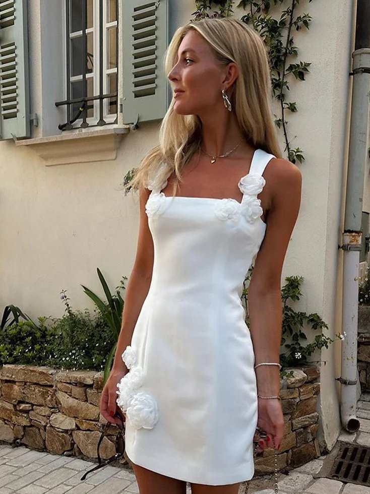 Women's Floral Applique Mini Dress for Cocktail Events - Image 8