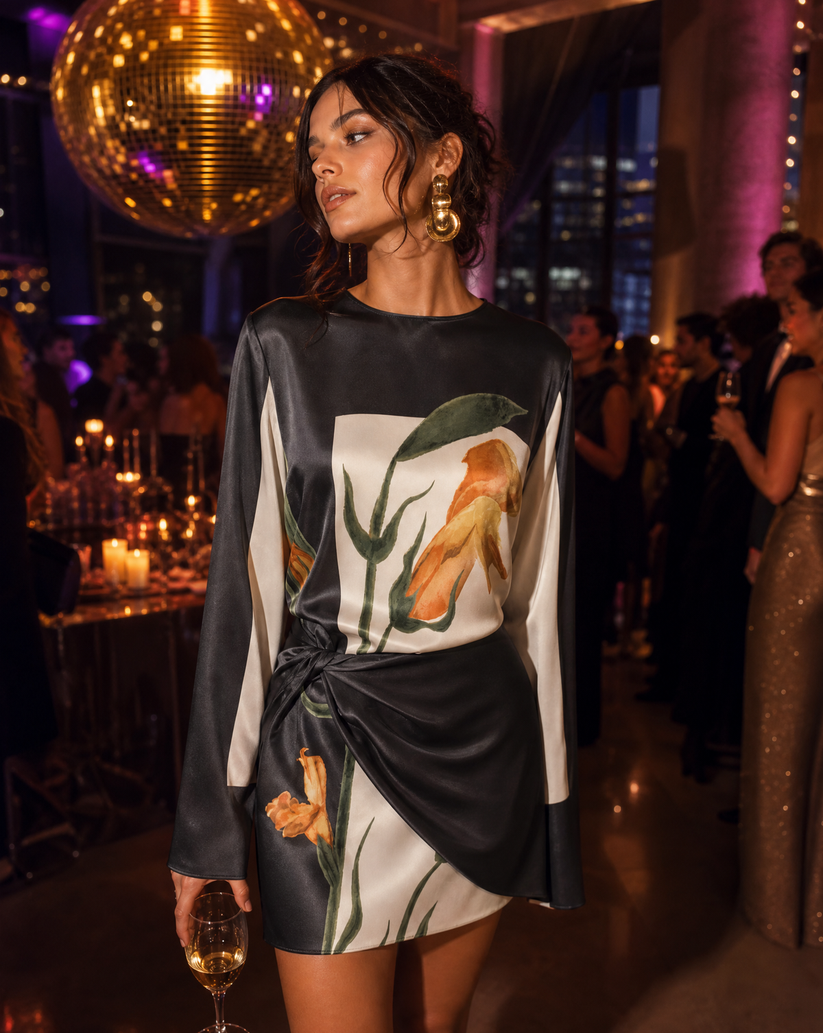 Women's Floral Twist Front Mini Dress for Cocktail Events - Image 3