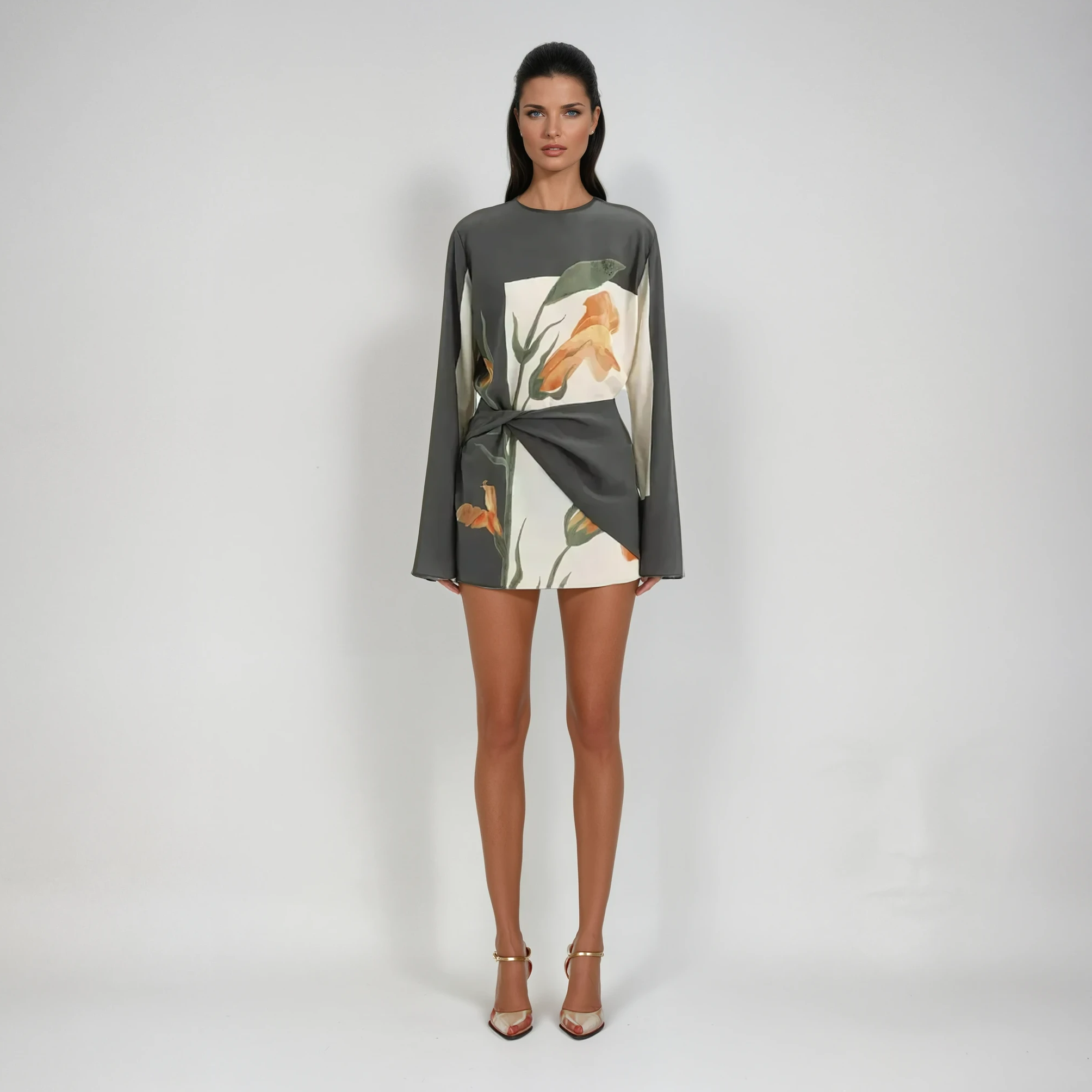 Women's Floral Twist Front Mini Dress for Cocktail Events - Image 5