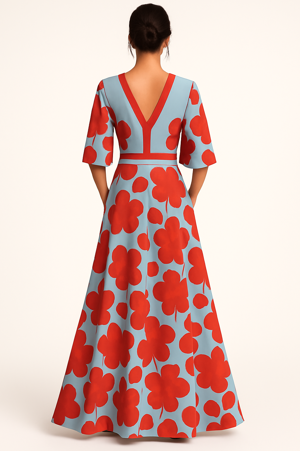 Women's Floral V-Neck Maxi Dress for Evening Events - Image 2