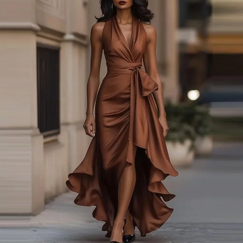 Women's Navy Halter Neck Maxi Dress for Formal Events - Image 5