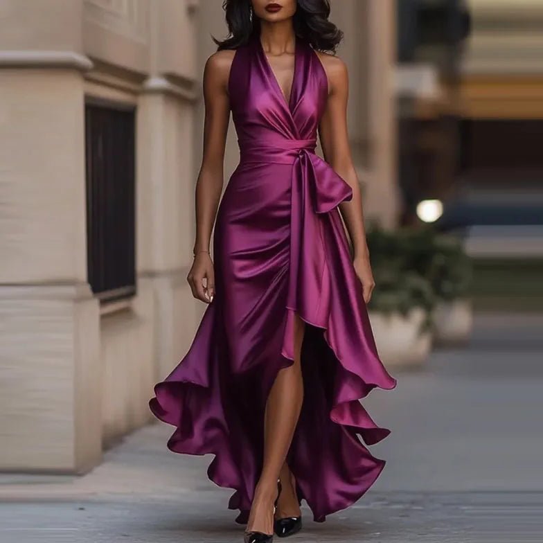 Women's Navy Halter Neck Maxi Dress for Formal Events - Image 8