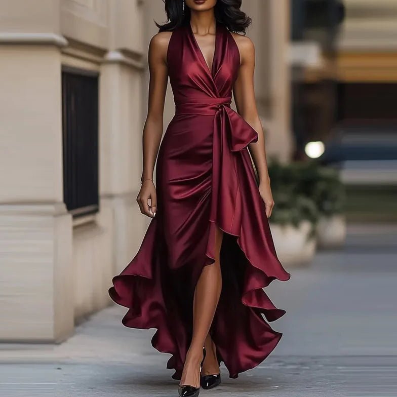 Women's Navy Halter Neck Maxi Dress for Formal Events - Image 9