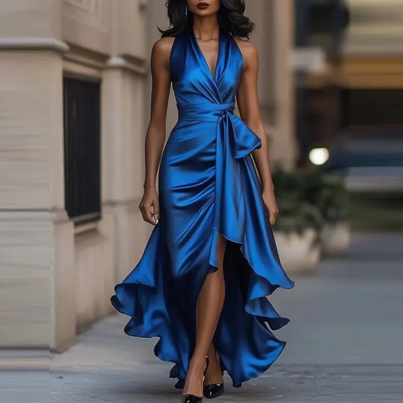 Women's Navy Halter Neck Maxi Dress for Formal Events - Image 12