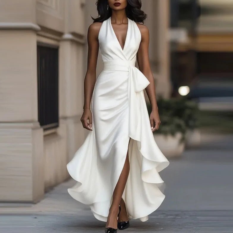 Women's Navy Halter Neck Maxi Dress for Formal Events - Image 13
