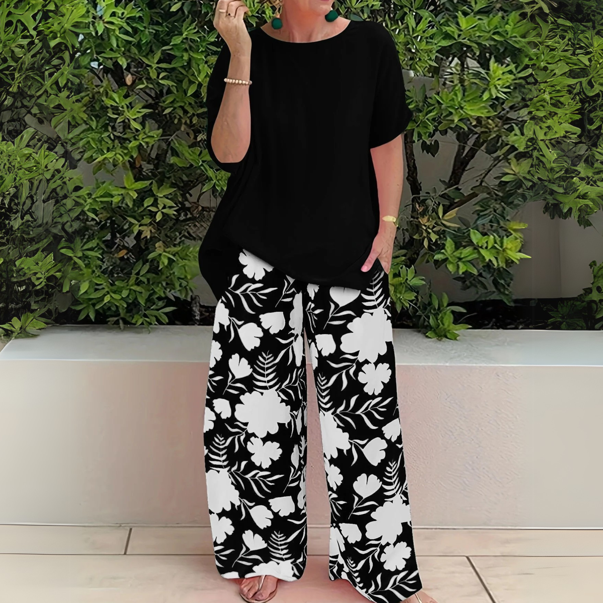 Women's Plus Size Long Sleeve Top and Trouser Set - Image 2