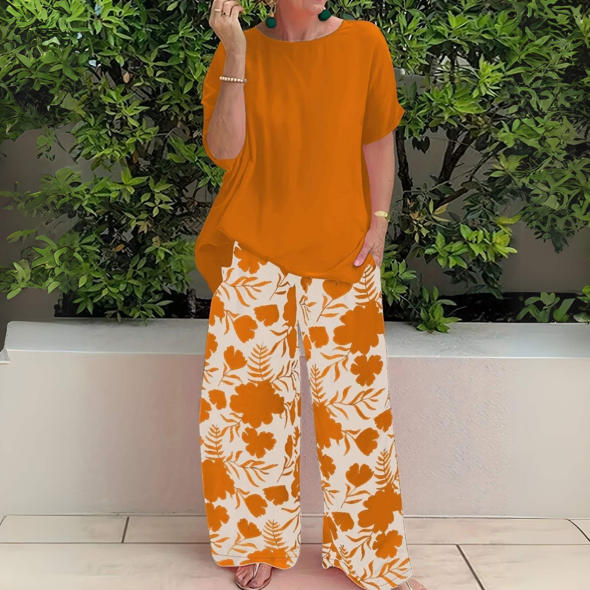 Women's Plus Size Long Sleeve Top and Trouser Set - Image 3