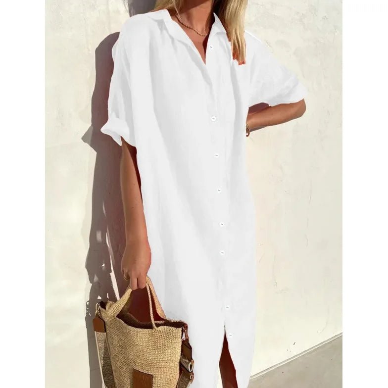Women's Relaxed Fit Midi Shirt Dress - Image 6