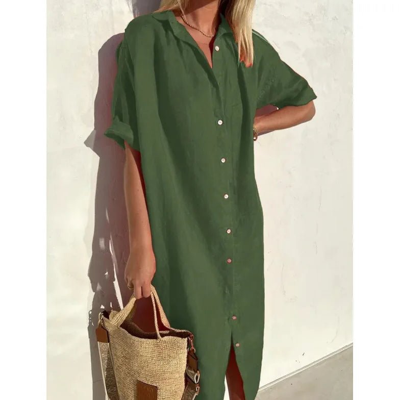 Women's Relaxed Fit Midi Shirt Dress - Image 9