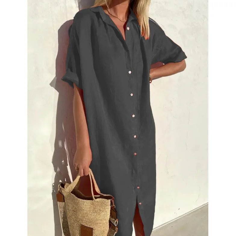 Women's Relaxed Fit Midi Shirt Dress - Image 12
