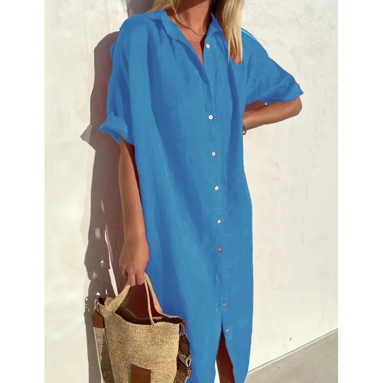 Women's Relaxed Fit Midi Shirt Dress - Image 14