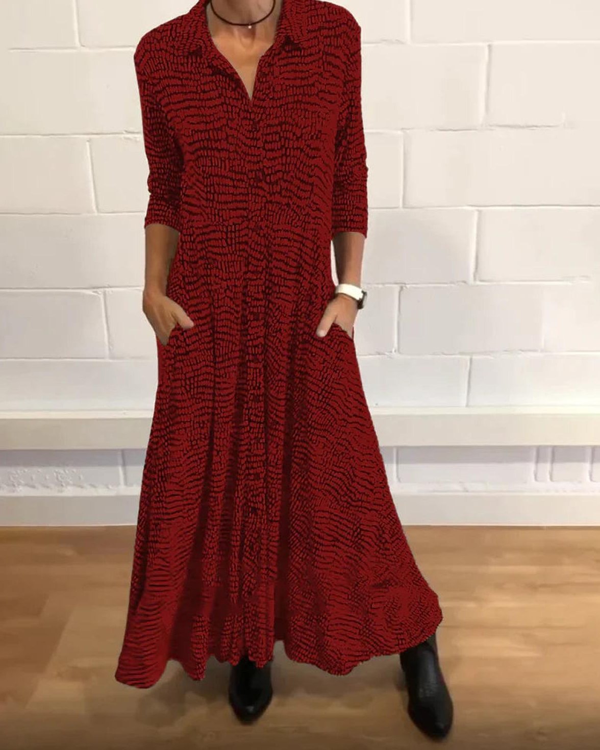 Women's Relaxed Fit V-Neck Maxi Dress - Image 6