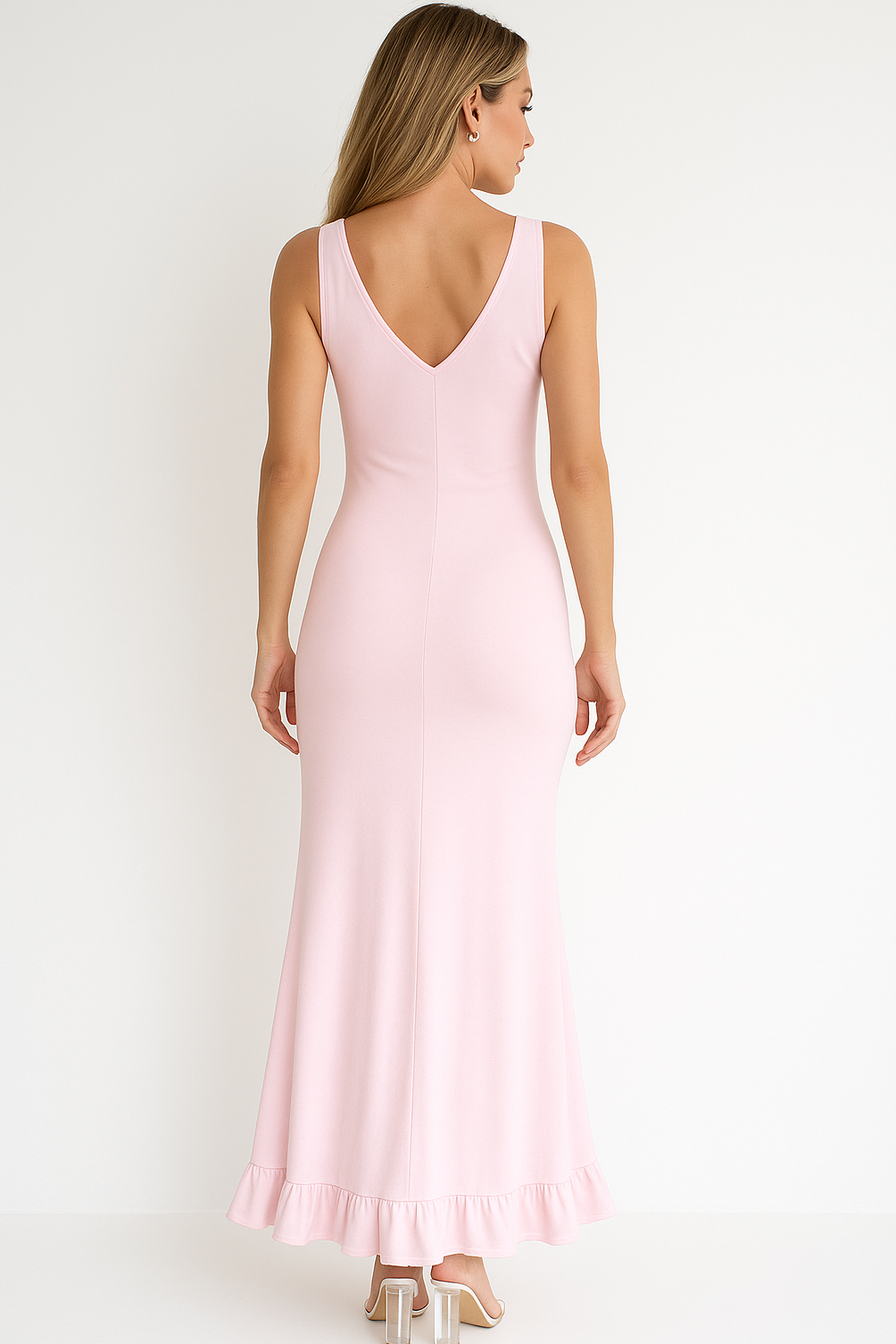 Women's Ruched V-Neck Maxi Dress for Weddings - Image 2