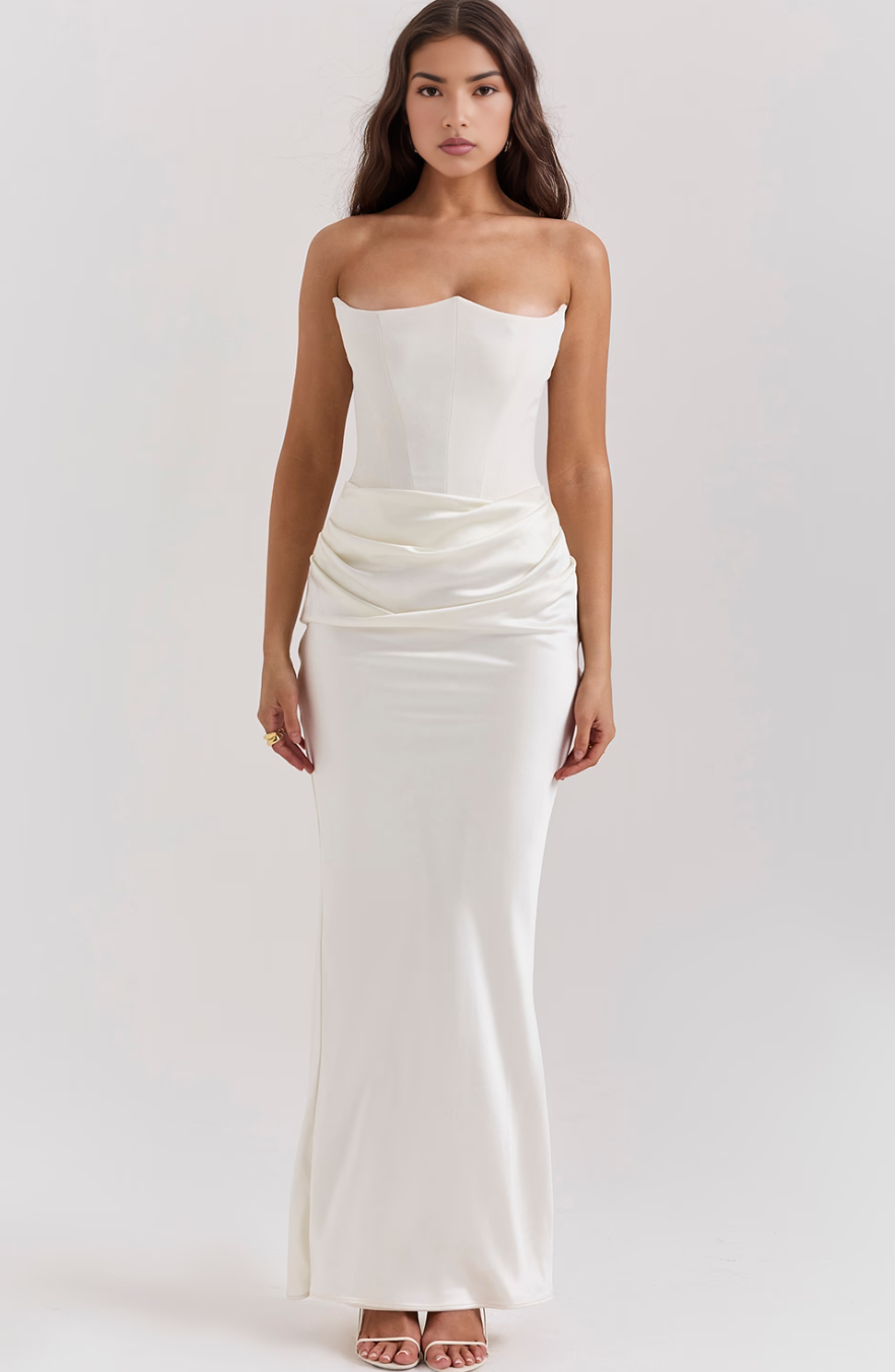 Women's Strapless Corset Maxi Dress - Image 9