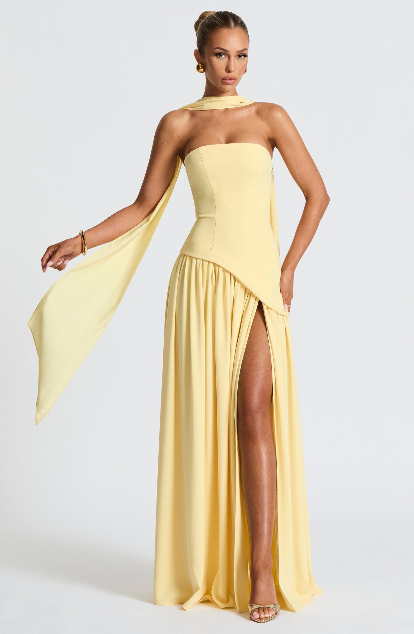 Women's Strapless Maxi Dress with High Slit - Image 7