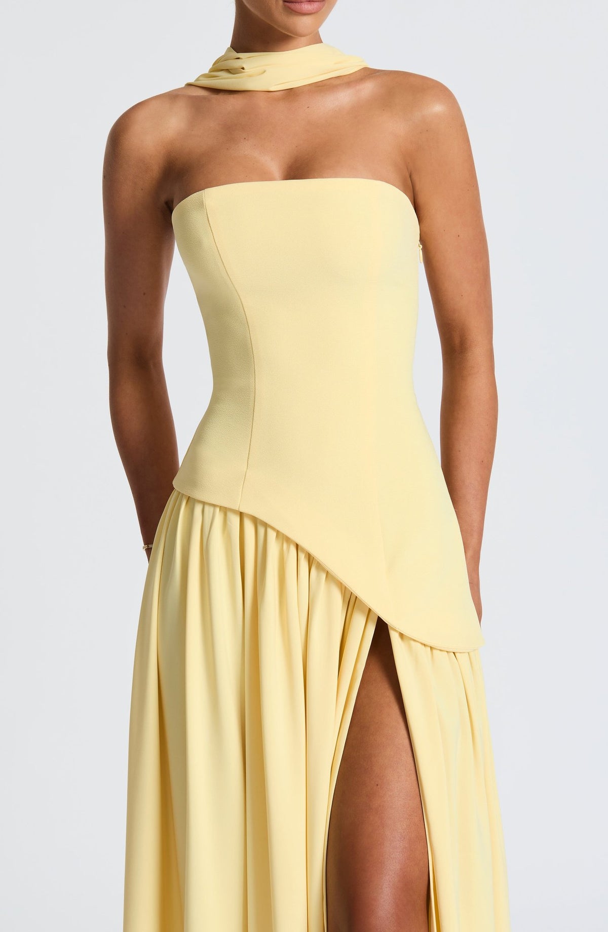Women's Strapless Maxi Dress with High Slit - Image 9