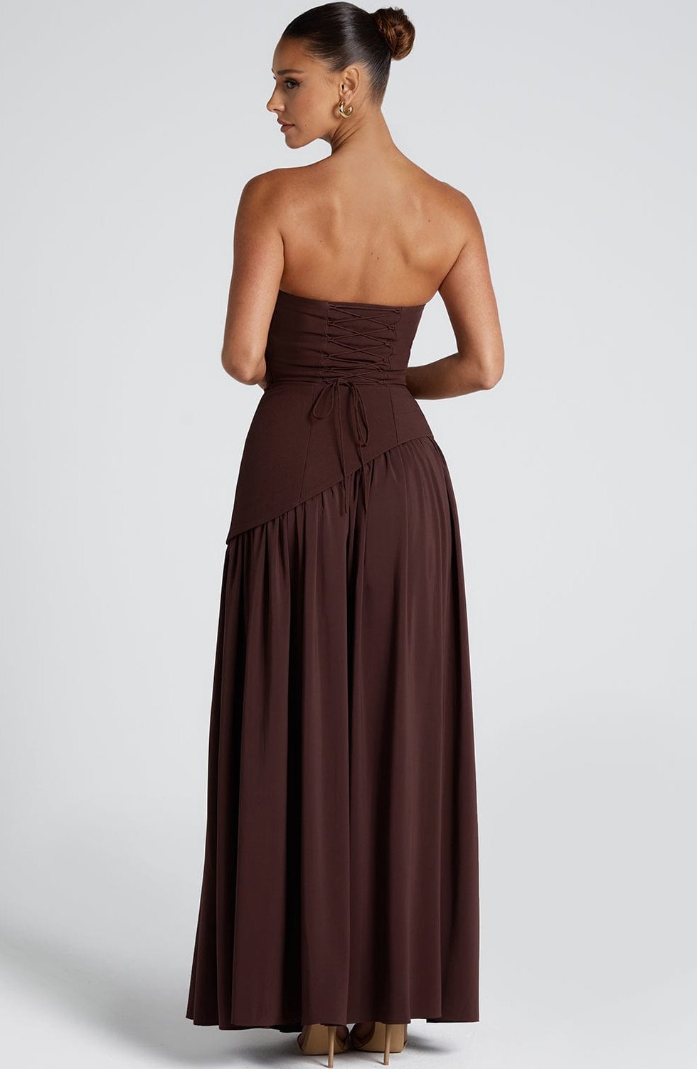Women's Strapless Maxi Dress with High Slit - Image 13