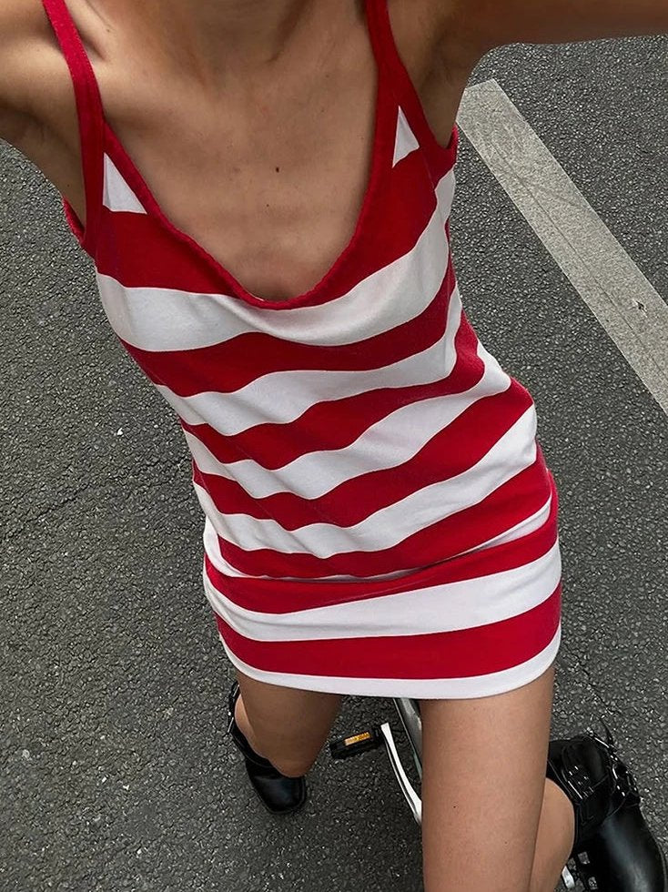 Women's Striped Sleeveless Bodycon Mini Dress - Image 5