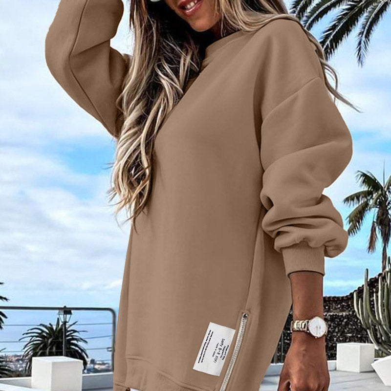 Oversized Crew Neck Summer Dresses for Women in Sweatshirt Fabric