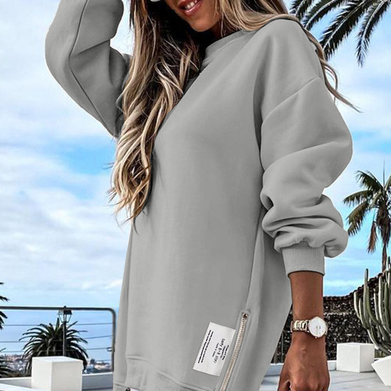 Oversized Crew Neck Summer Dresses for Women in Sweatshirt Fabric