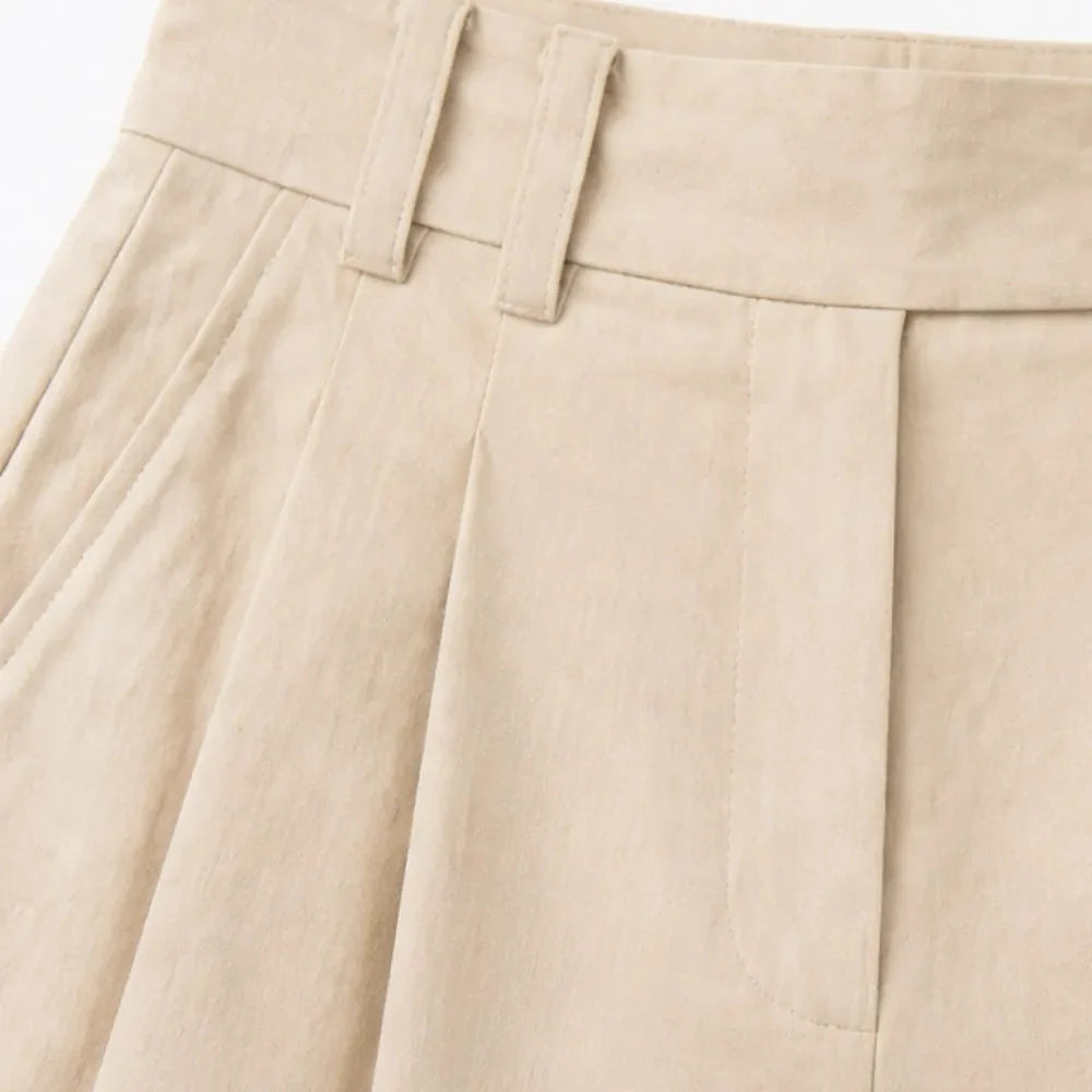 Pants in Summer with High Waist and Pleated Lantern Leg for Women