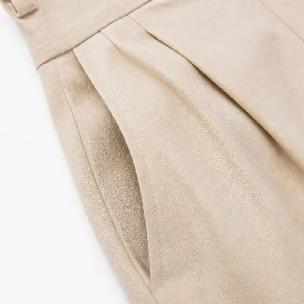 Pants in Summer with High Waist and Pleated Lantern Leg for Women