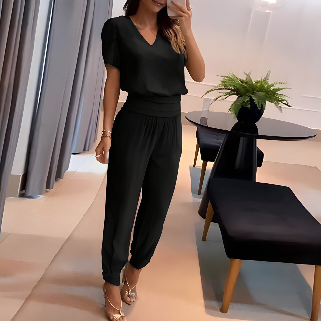 Summer 2 Piece Sets: Casual Jumpsuit for Women with Wide Waistband