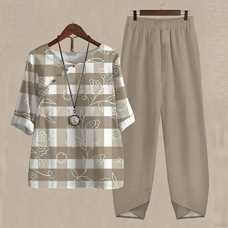 Summer 2 Piece Sets in Polyester for Women with Wide Leg Pants